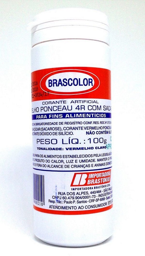 Corante Vermelho - Ponceau 4R com Sacarose - Brascolor