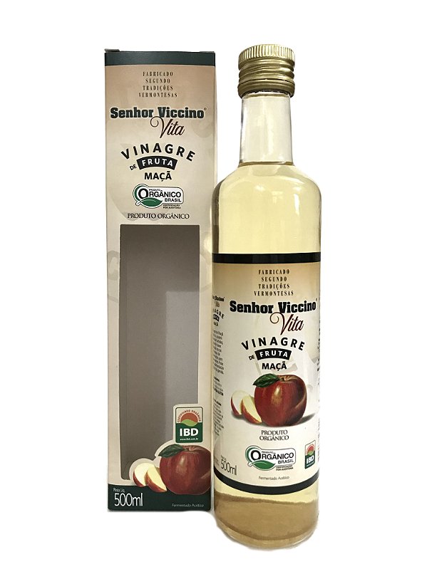 Vinagre de Fruta Maçã Orgânico Senhor Viccino - Frasco 500ml