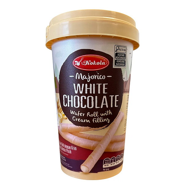 Wafer Roll Chocolate Branco Majorico Kokola 120g – Sabor Delicado e Cremoso