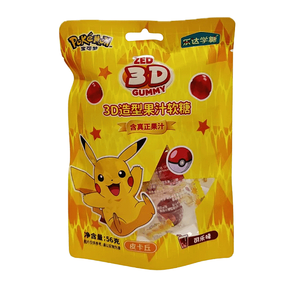Bala de Goma Pokémon Zed 3D Gummy Cola 56g – Divertida e Descascável