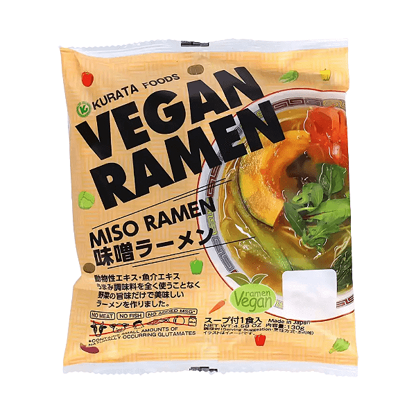 Macarrão Instantâneo Vegano Miso Ramen Kurata Foods 130g – Japonês e Sem Ingredientes de Origem Animal