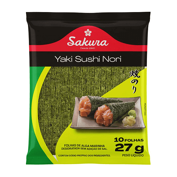 Alga para Sushi Nori Sakura 10 Folhas – Ideal para Sushi, Temaki e Receitas Orientais