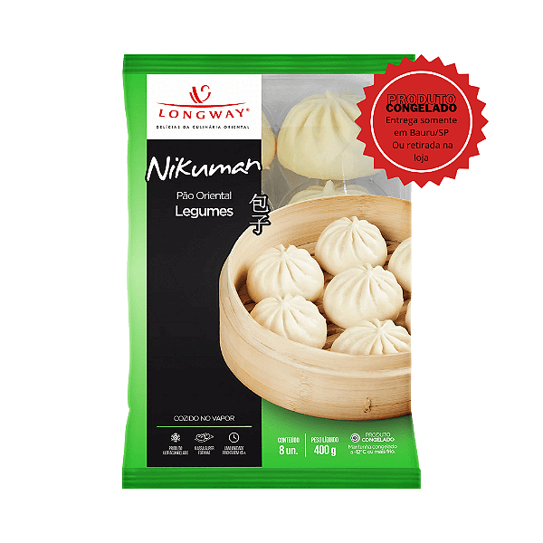 Pão Chinês Nikuman de Legumes Longway 8 unidades Congelado