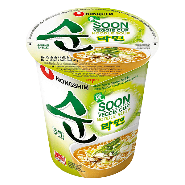 Macarrão Instantâneo em Copo Soon Veggie Ramyun Nongshim – Vegetal e Suave
