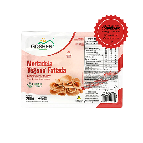 Mortadela Vegana Fatiada Goshen 200g Congelado