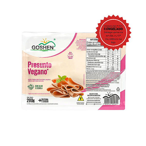Presunto Vegano Fatiado Goshen 200g Congelado