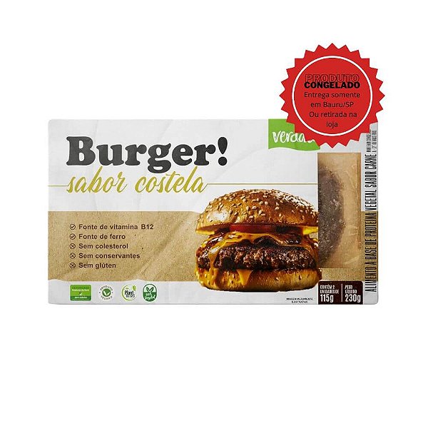 Hambúrguer Vegetal Verdali Sabor Costela Congelado