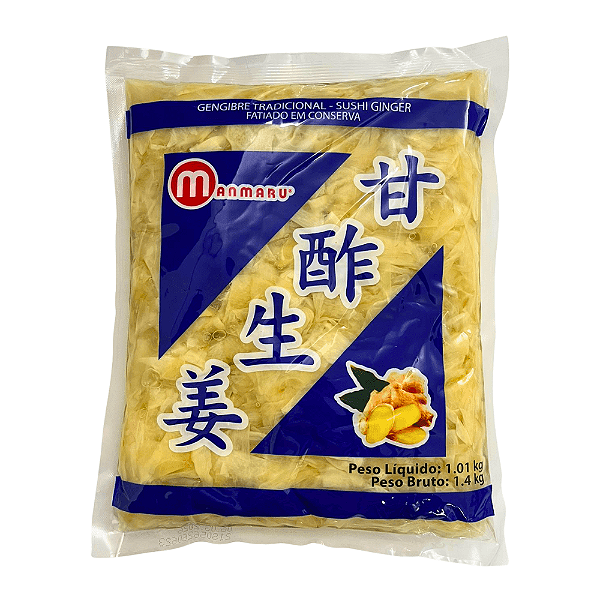 Gengibre em Conserva Manmaru 1kg – Fatiado Tradicional para Sushi