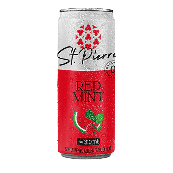 Bebida Gaseificada Premium Sem Álcool St. Pierre Red Mint 310ml – Melancia, Morango e Menta