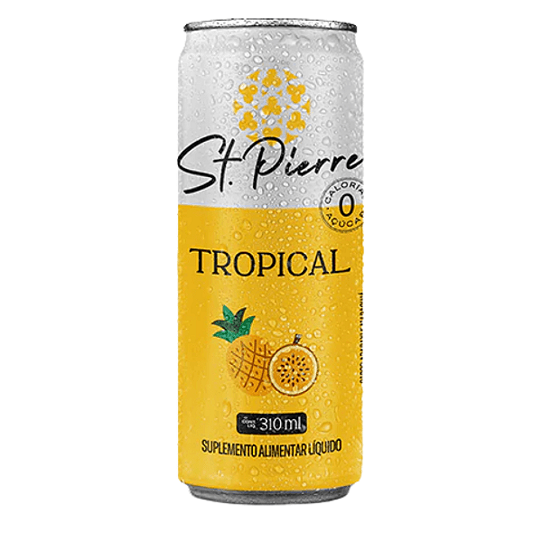 Bebida Gaseificada Premium Sem Álcool St. Pierre Tropical 310ml – Abacaxi e Maracujá