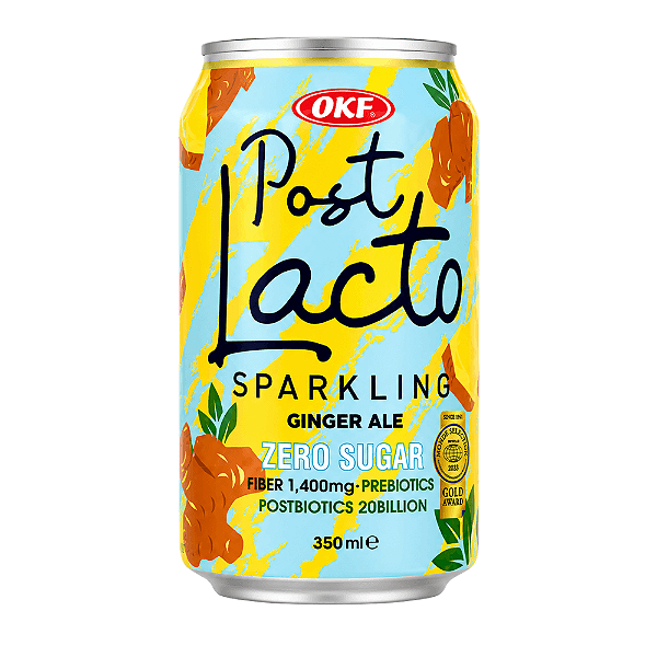 Bebida Gaseificada Post Lacto OKF Ginger Ale 350ml – Zero Açúcar com Prebióticos