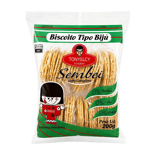 Biscoito Tipo Biju Sembei Tonyelcy com Gengibre 200g – Crocante e Sem Lactose
