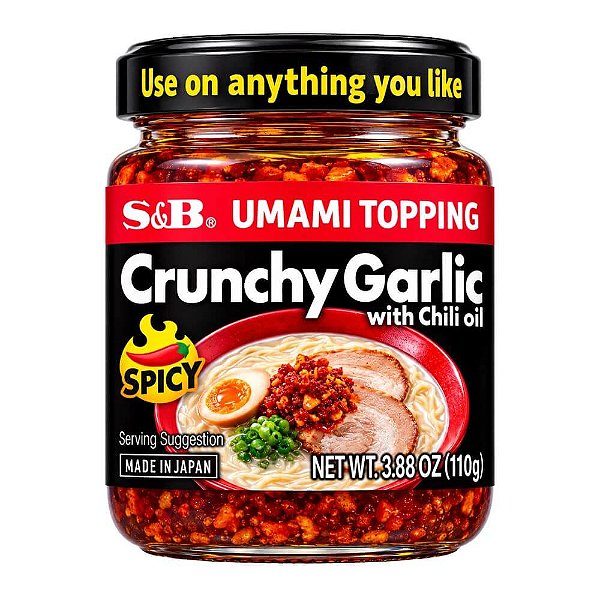 Crunchy Garlic Spicy Alho Crocante com Óleo de Pimenta S&B 110g – Picante Intenso e Sabor Umami