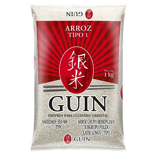 Arroz Japonês Grão Longo Guin 1kg – Ideal para Pratos do Dia a Dia