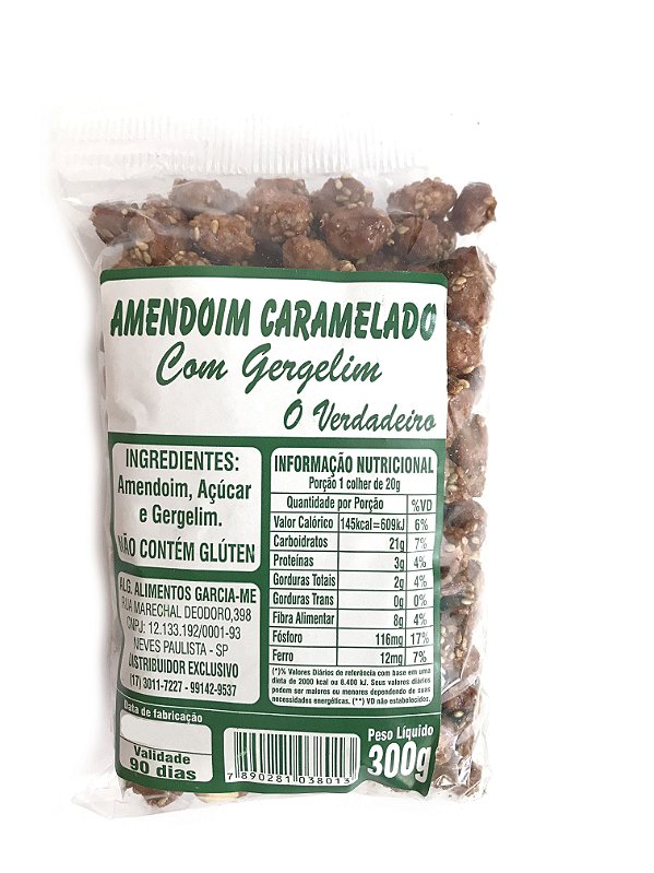 Amendoim Caramelado com Gergelim 300g O Verdadeiro