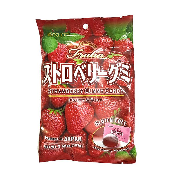 Bala Japonesa Mastigável Morango Kasugai Gummy Candy