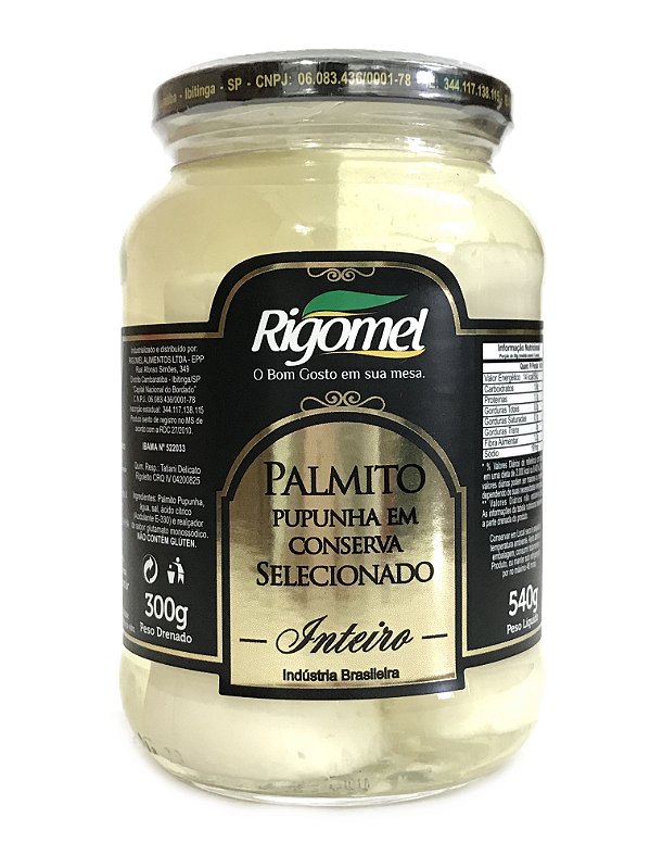 Palmito Pupunha em Conserva Inteiro 300g Rigomel