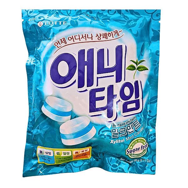 Bala Coreana Anytime Milk Mint Lotte Sem Açúcar – Refresque-se a Qualquer Hora