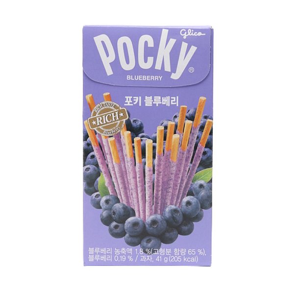 POCKY BISCOITO DE PALITO NOS SABORES BLUEBERRY, CHOCOLATE COM