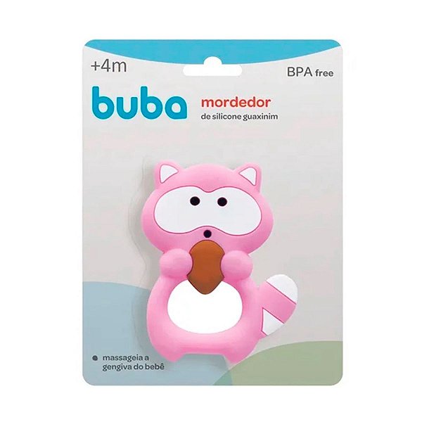 Mordedor de Silicone Guaxinim Buba Rosa