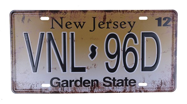 Placa Decorativa Automóvel Americana New Jersey