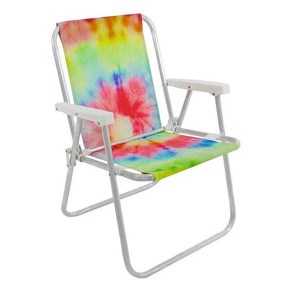 Cadeira de Praia Alta Tie Dye Aluminio Retratil