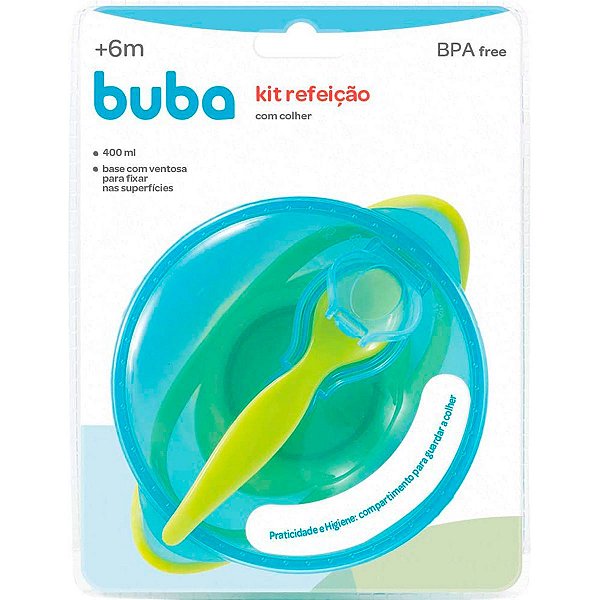 Kit Refeicao Azul Buba Com Colher