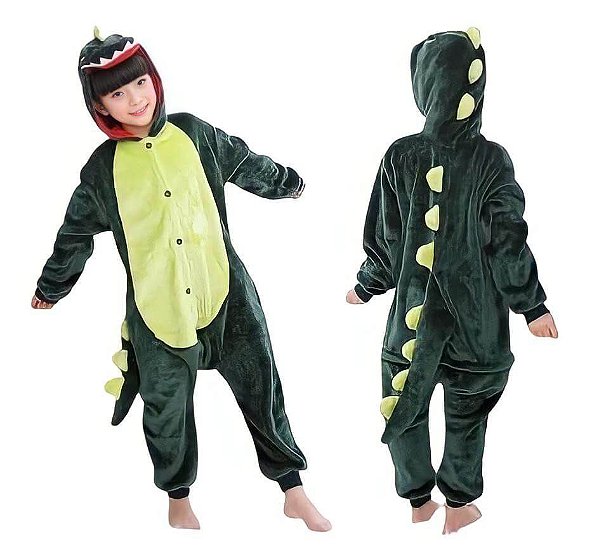 Macacão Kigurumi Infantil 3 A 4 anos Dinossauro