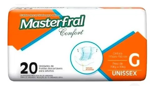 Fralda Geriátrica MASTERFRAL ECONÔMICA G - FARDO COM 120 TIRAS