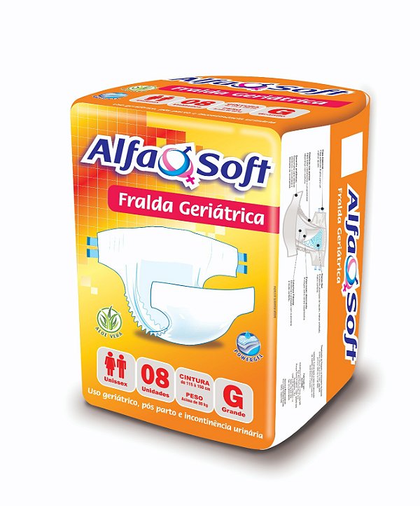 FRALDA GERIÁTRICA ALFASOFT G - FARDO COM 80 UNIDADES