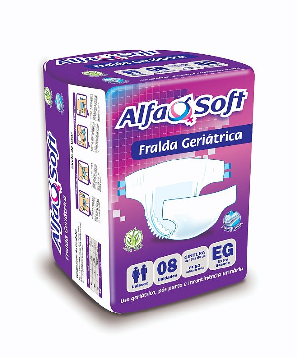 FRALDA GERIÁTRICA ALFASOFT EG - FARDO COM 80 UNIDADES