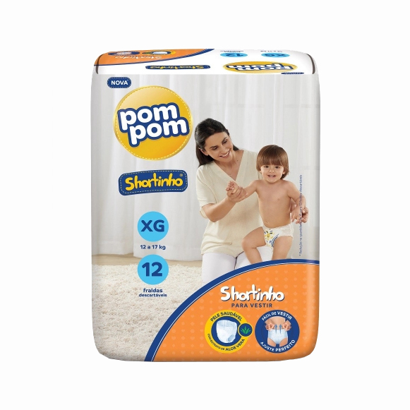 FRALDA INFANTIL SHORTINHO POMPOM XG - FARDO COM 96 UN