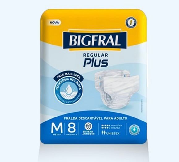 FRALDA REGULAR PLUS BIGFRAL M - 64 UNIDADES