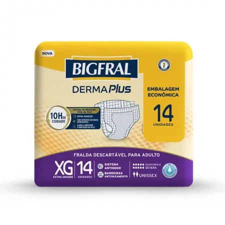 FRALDA GERIÁTRICA BIGFRAL DERMAPLUS XG - FARDO COM 56 UNIDADES