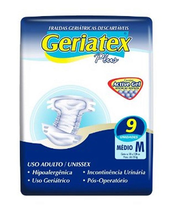 Fralda Geriátrica GERIATEX PLUS M - FARDO COM 108 UNIDADES