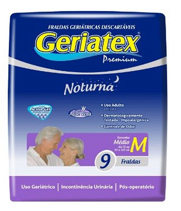 Fralda Geriátrica GERIATEX PREMIUM NOTURNA M - FARDO COM 108 TIRAS