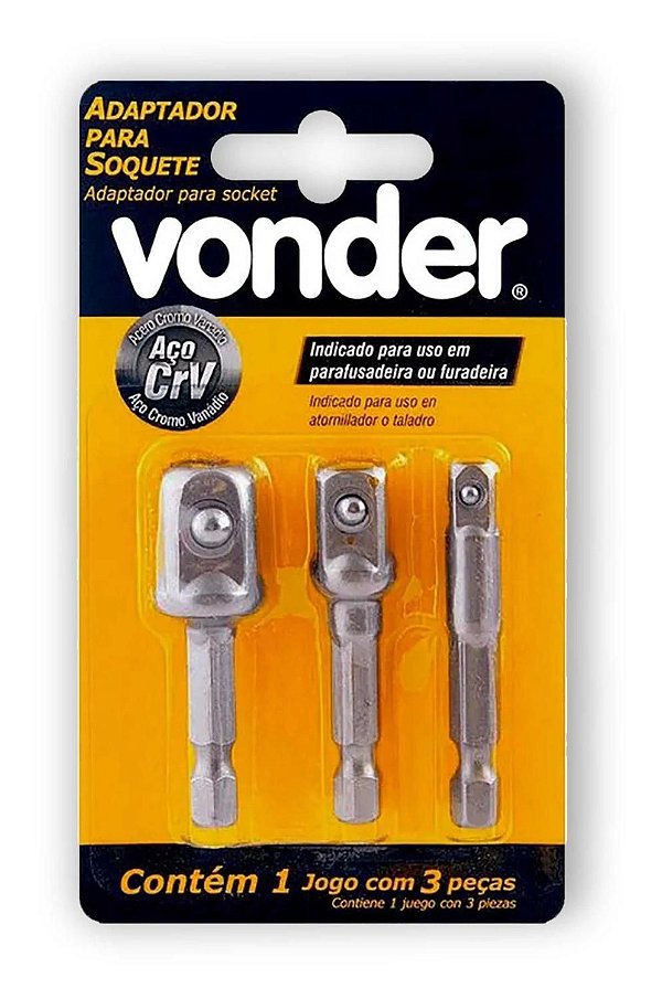 Adaptador p/ soquetes jogo 3 peças -Vonder
