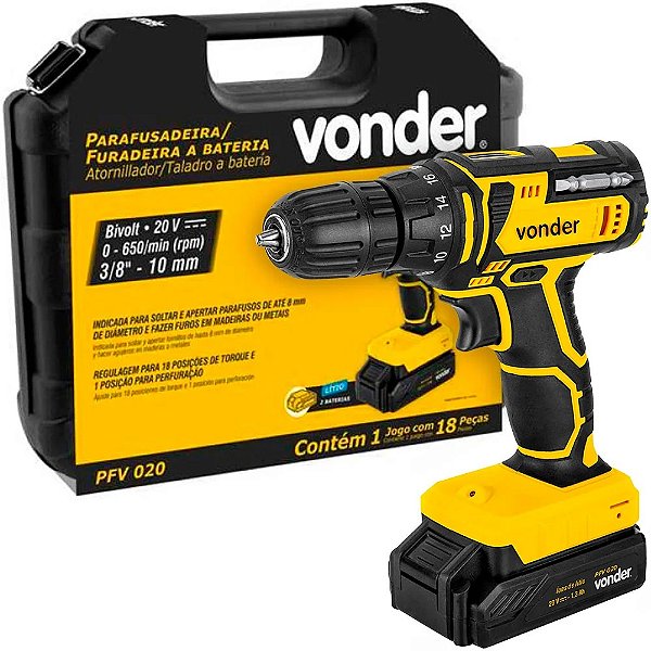 Parafusadeira/Furadeira a bateria PFV-020 Vonder