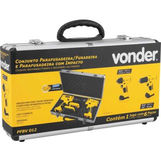 Conjunto parafusadeira / furadeira e parafusadeira com impacto, 12 V, PFBV 012 - Vonder