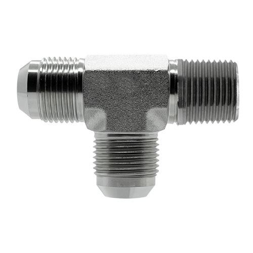 Te Macho NPT Lateral JIC 37 em Aço Inox 316