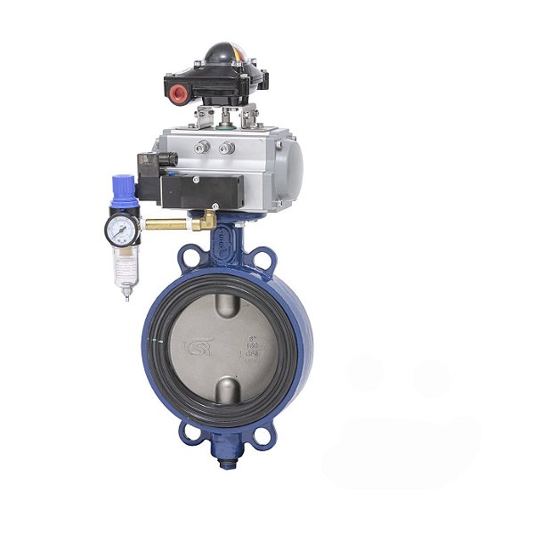 Válvula Borboleta Wafer Classe 150 com Atuador Pneumático CSR | Dupla Ação ou Retorno por Mola 1.1/2” a 36”