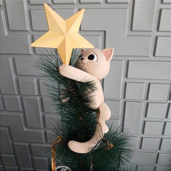 Enfeite de Natal Gato com estrela