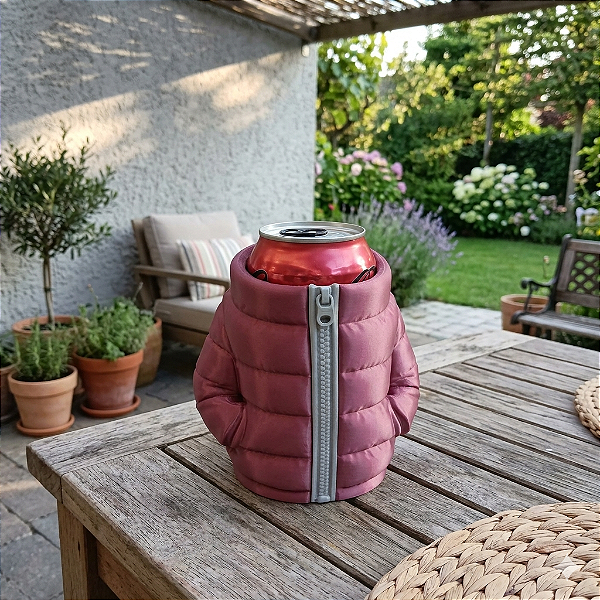 Porta Lata ou Objeto Jaqueta Puffer Vinho