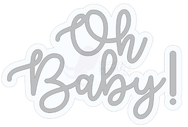 Placa Decoração Aniversário Oh Baby Prata Painel 60x40cm