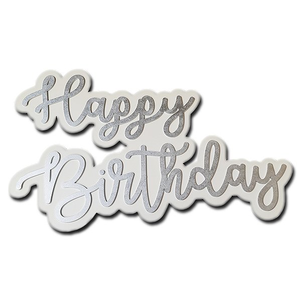 Placa Decoração Aniversário Happy Birthday Prata 60x40cm
