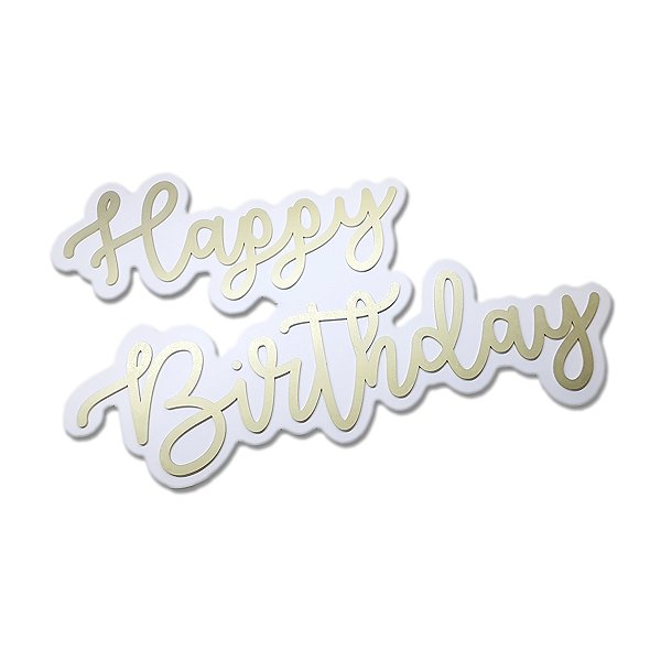 Placa Decoração Aniversário Happy Birthday Dourado Painel 60x40cm