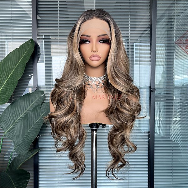 LACE FRONT JADE CASTANHO COM MECHAS 13 x 4