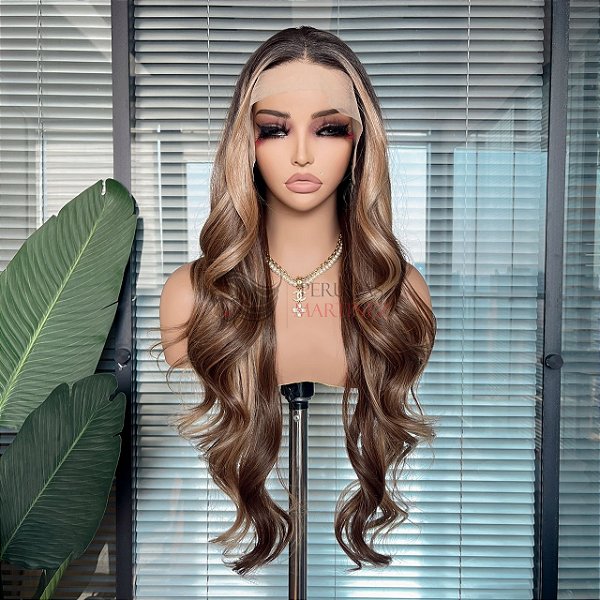 LACE FRONT JADE CASTANHO COM MECHAS 13 x 4 HD