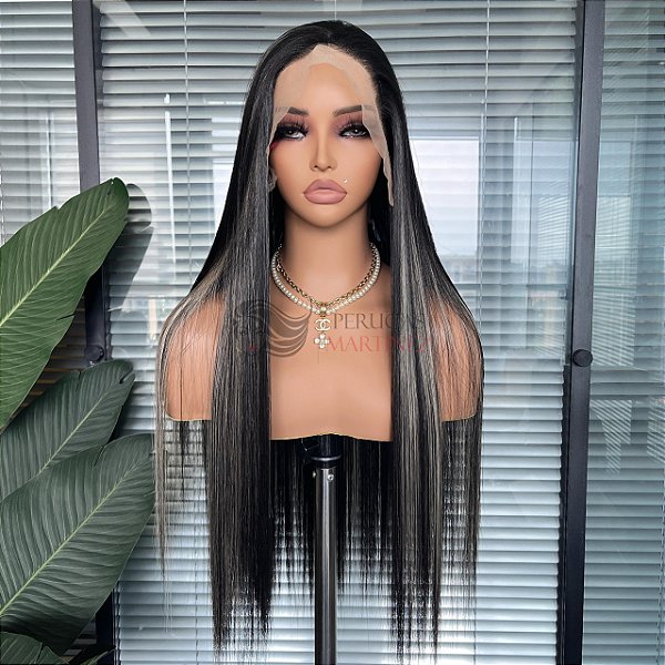 FULL LACE FRONT PRETA COM MECHAS 13 x 6