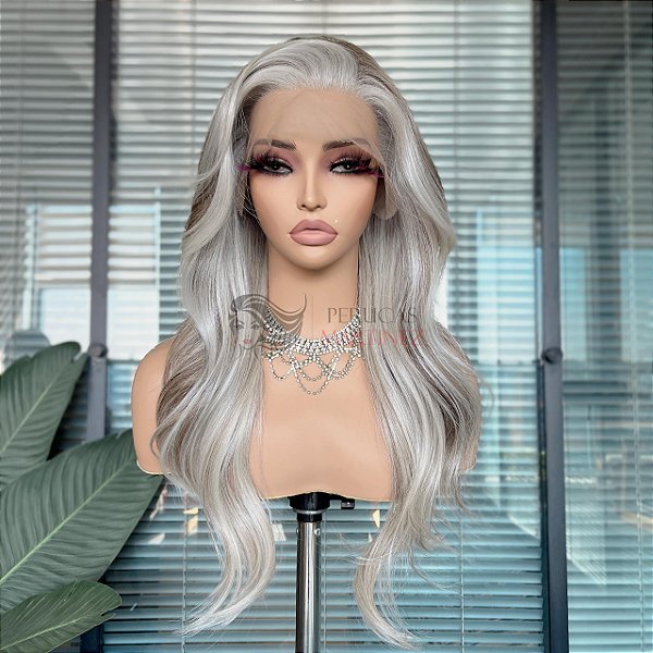 FULL LACE FRONT KAMILLA CINZA PLATINADA COM MECHAS 13 x 6
